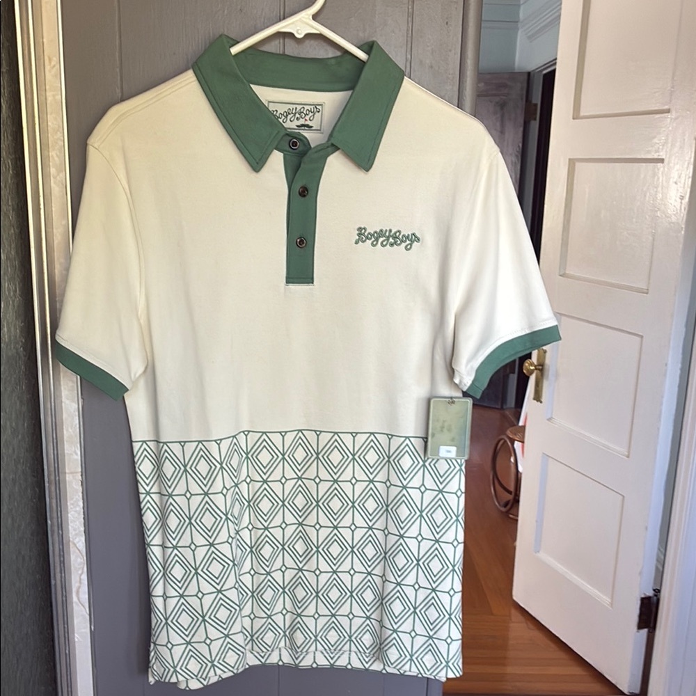 Bogey Boys Green and White Polo Shirt